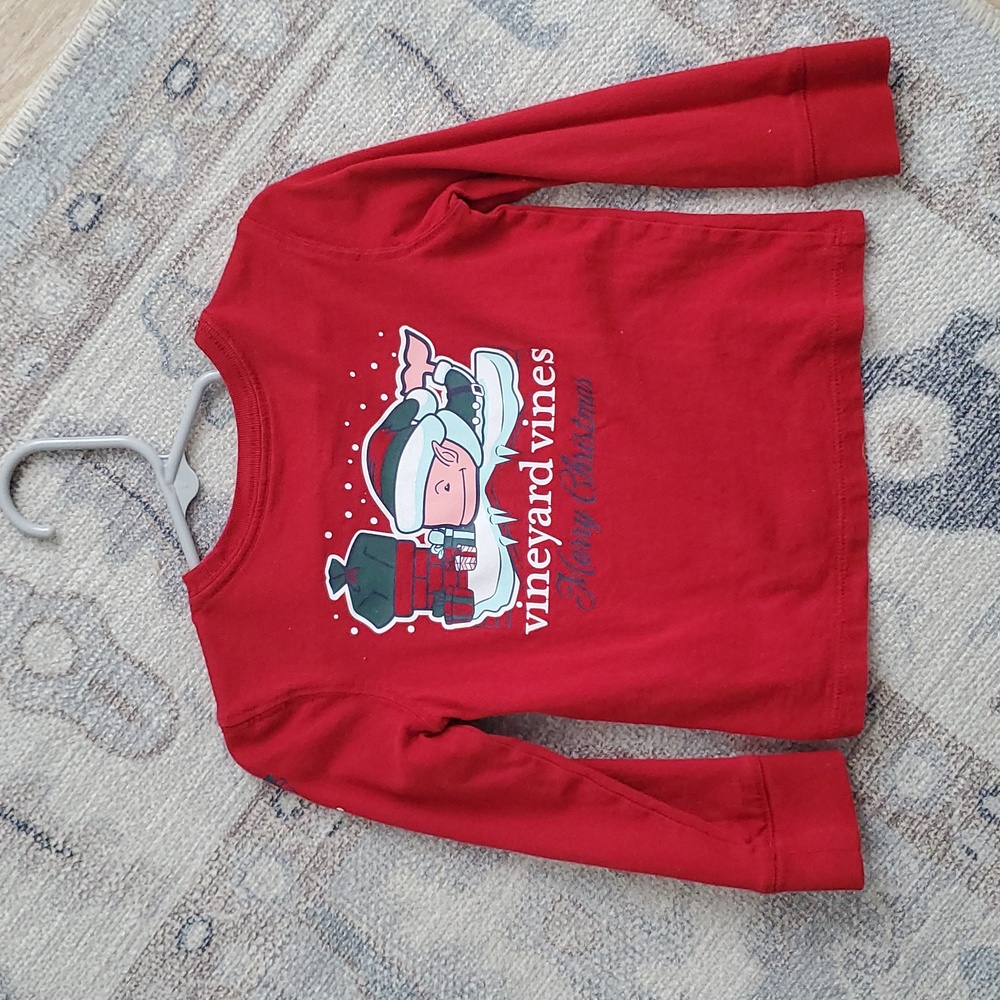 Vineyard Vines Toddler Christmas Red Whale Long Sleeve Pocket Shirt Sz2T